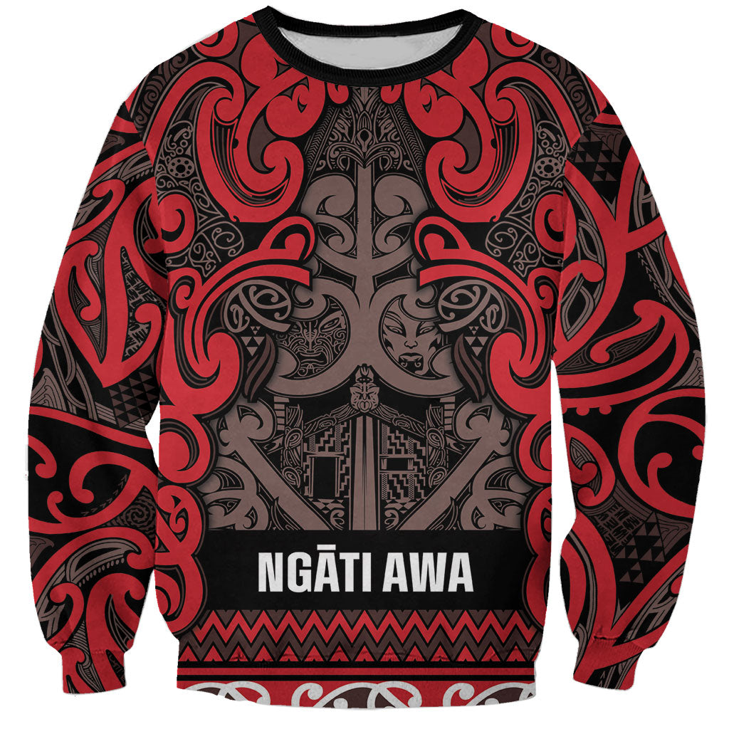 Aotearoa Iwi Ngati Awa Sweatshirt Maori Wharenui House Tribal Pattern