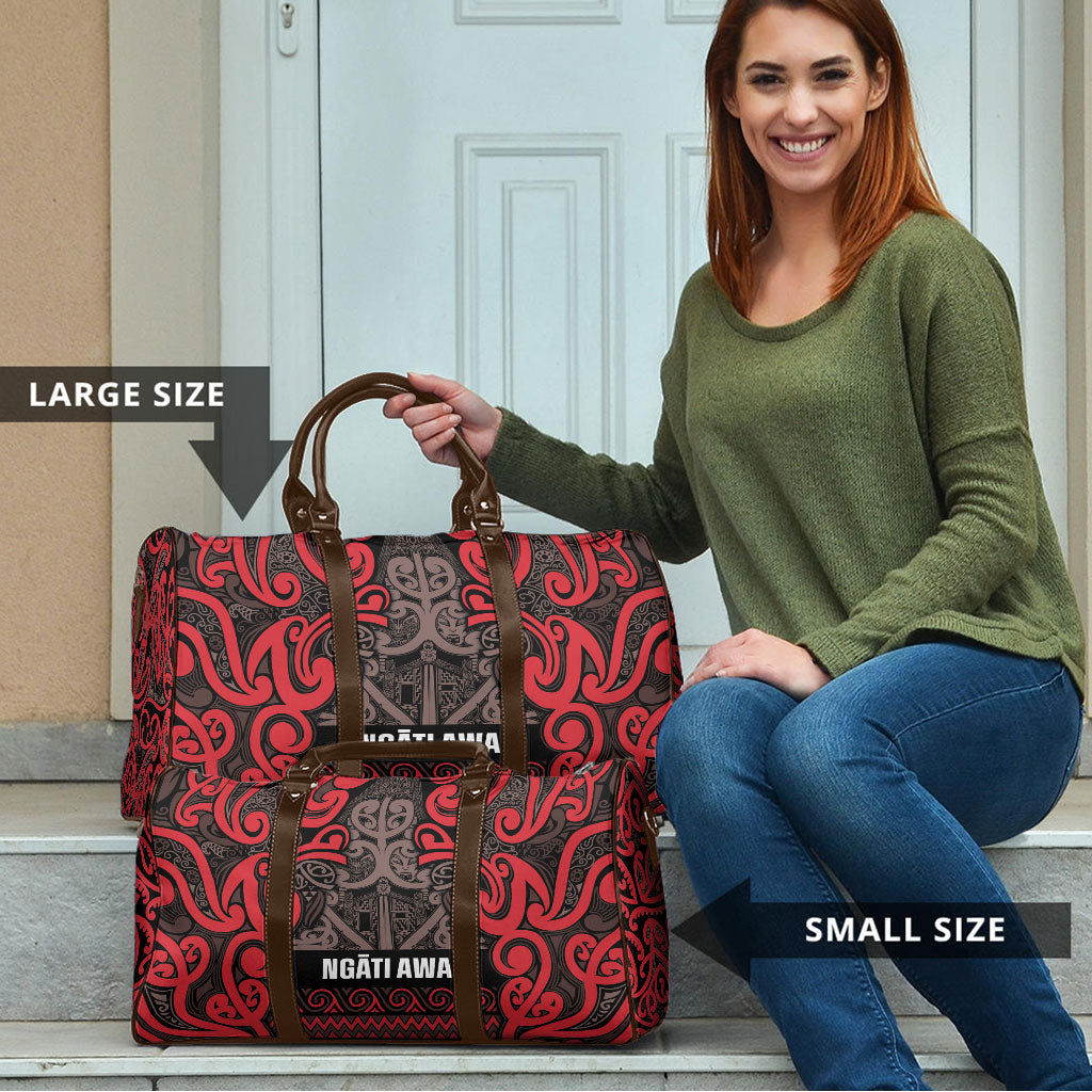 Aotearoa Iwi Ngati Awa Travel Bag Maori Wharenui House Tribal Pattern