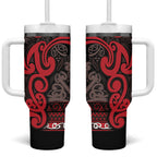 Aotearoa Iwi Ngati Awa Tumbler With Handle Maori Wharenui House Tribal Pattern