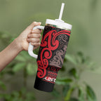 Aotearoa Iwi Ngati Awa Tumbler With Handle Maori Wharenui House Tribal Pattern