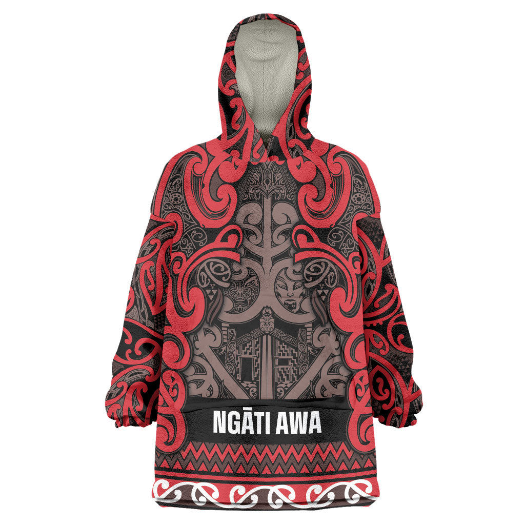 Aotearoa Iwi Ngati Awa Wearable Blanket Hoodie Maori Wharenui House Tribal Pattern