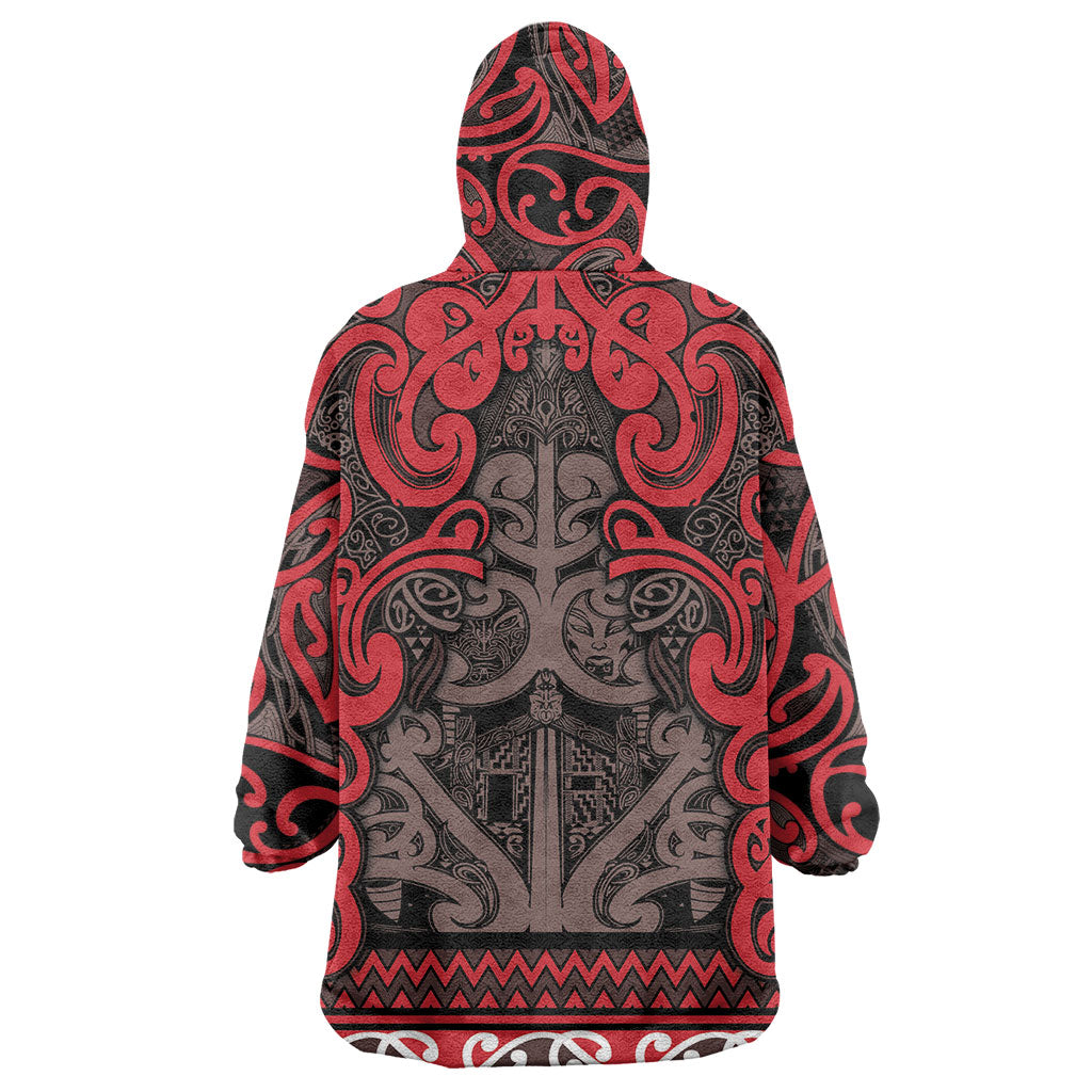 Aotearoa Iwi Ngati Awa Wearable Blanket Hoodie Maori Wharenui House Tribal Pattern