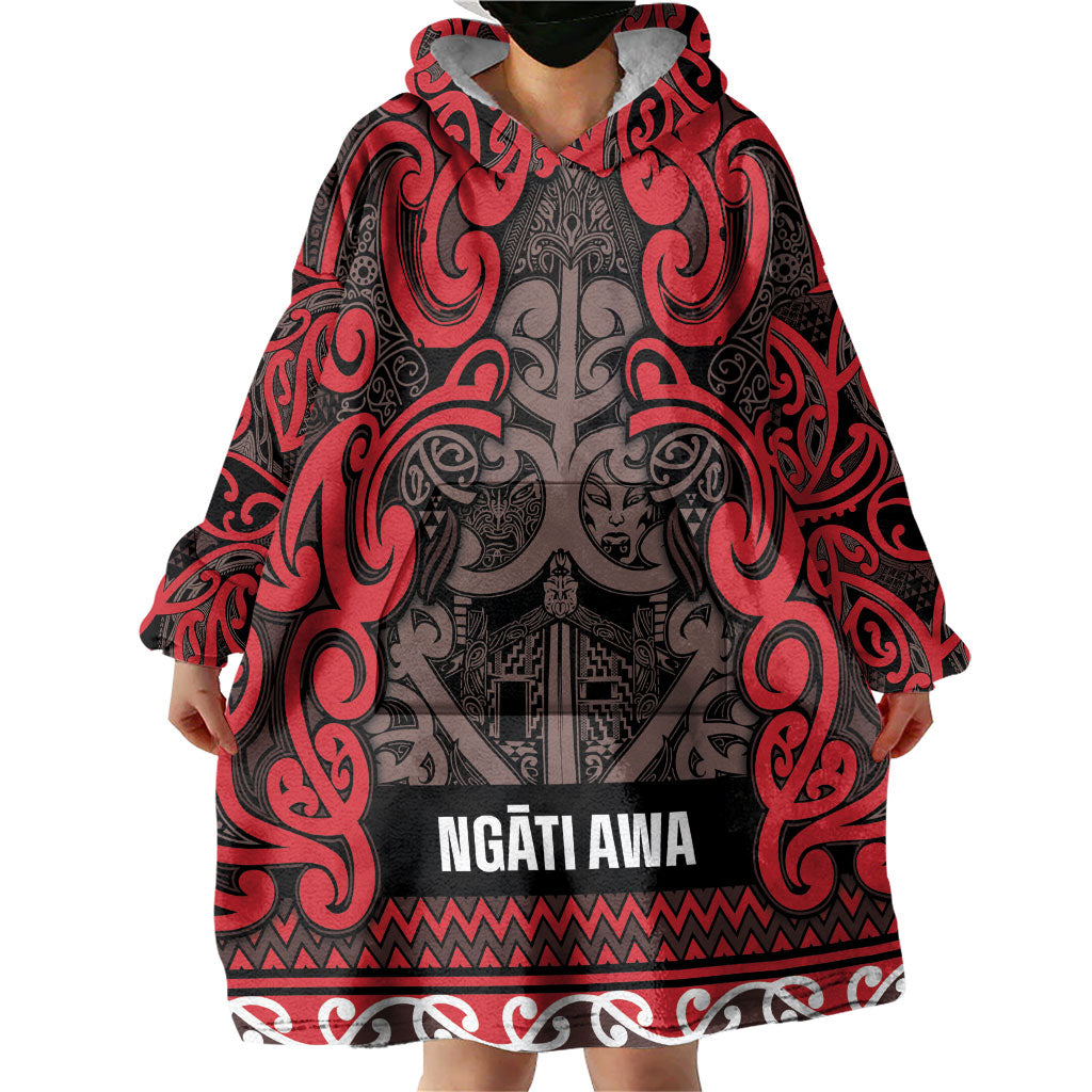 Aotearoa Iwi Ngati Awa Wearable Blanket Hoodie Maori Wharenui House Tribal Pattern