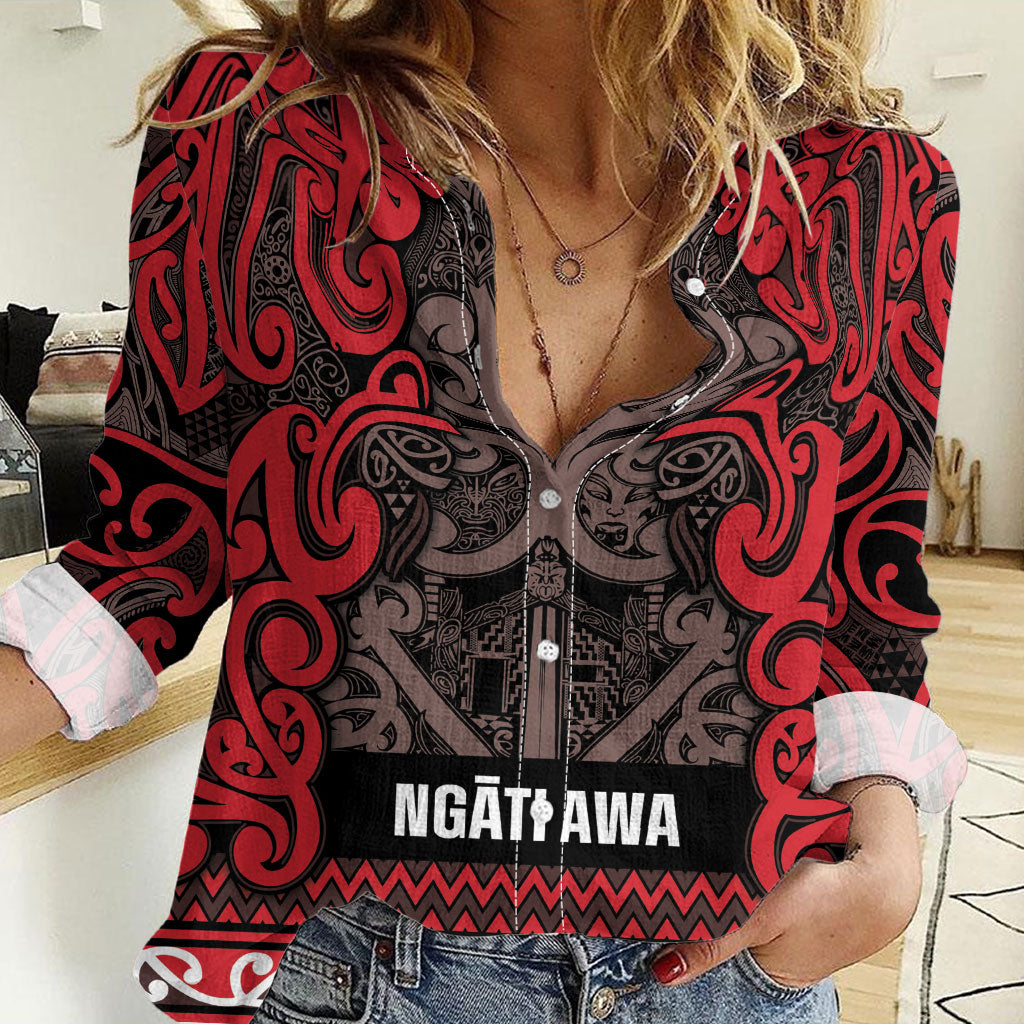 Aotearoa Iwi Ngati Awa Women Casual Shirt Maori Wharenui House Tribal Pattern