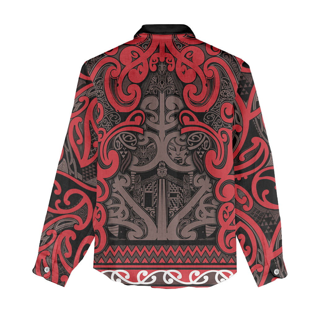 Aotearoa Iwi Ngati Awa Women Casual Shirt Maori Wharenui House Tribal Pattern