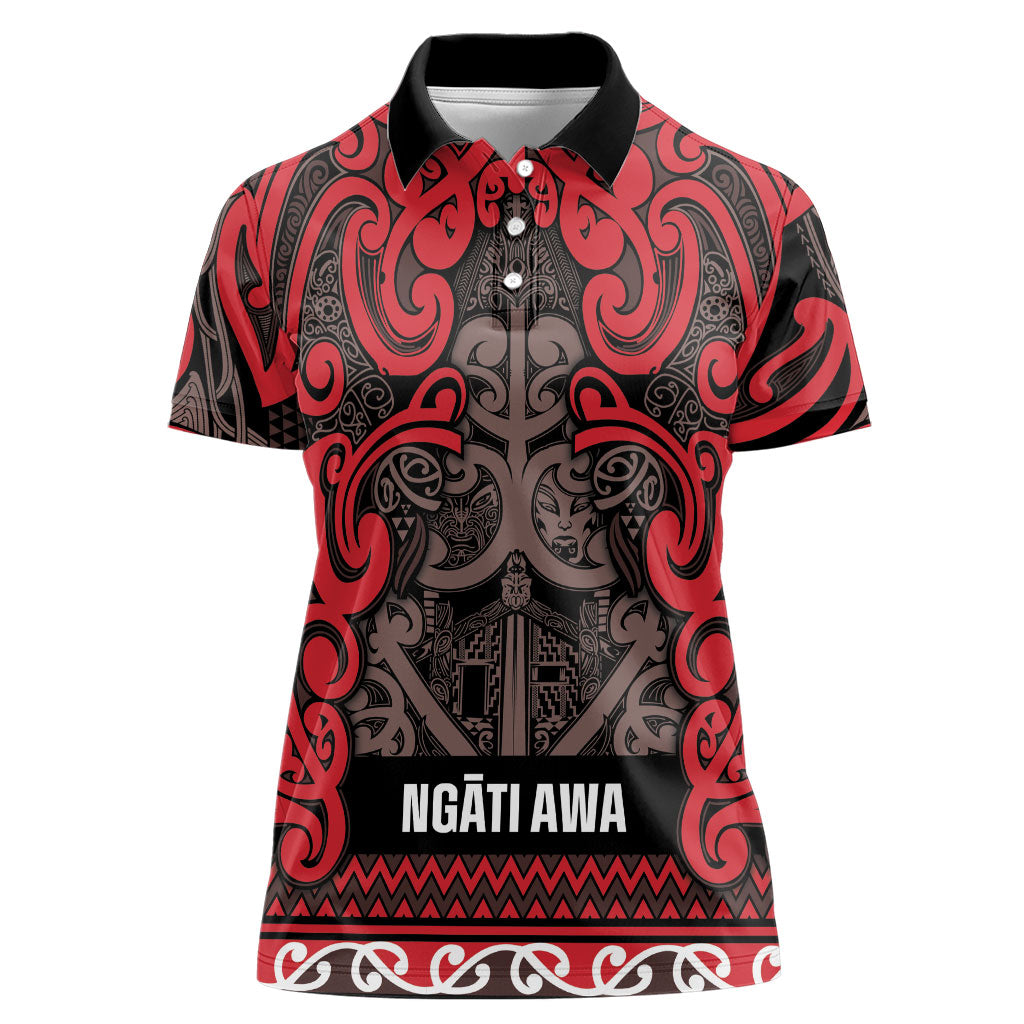 Aotearoa Iwi Ngati Awa Women Polo Shirt Maori Wharenui House Tribal Pattern