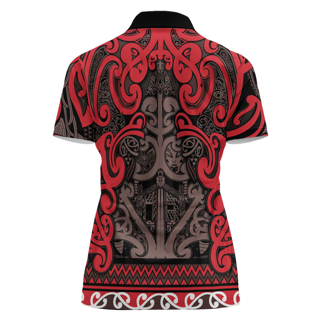 Aotearoa Iwi Ngati Awa Women Polo Shirt Maori Wharenui House Tribal Pattern
