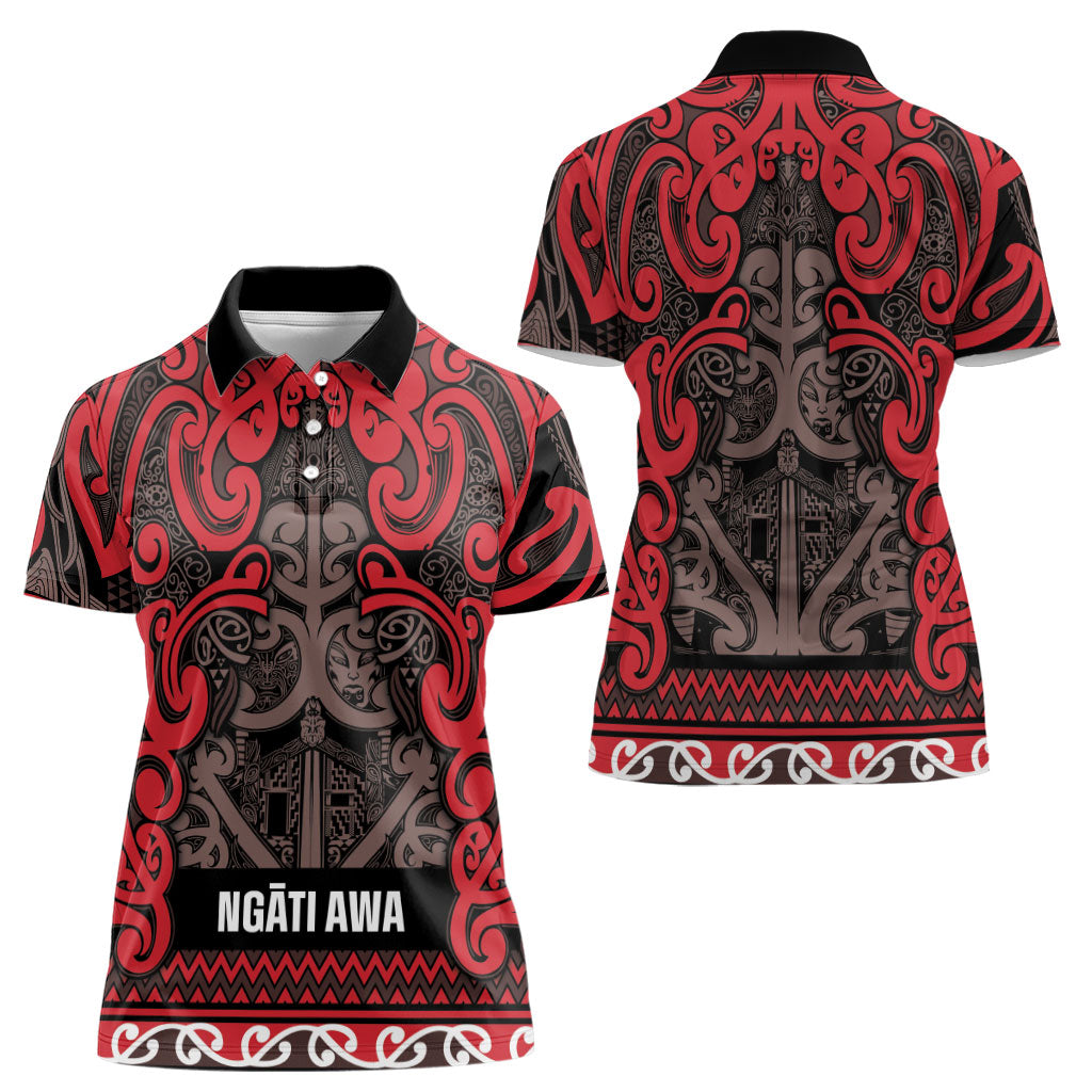 Aotearoa Iwi Ngati Awa Women Polo Shirt Maori Wharenui House Tribal Pattern
