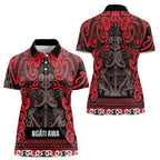 Aotearoa Iwi Ngati Awa Women Polo Shirt Maori Wharenui House Tribal Pattern