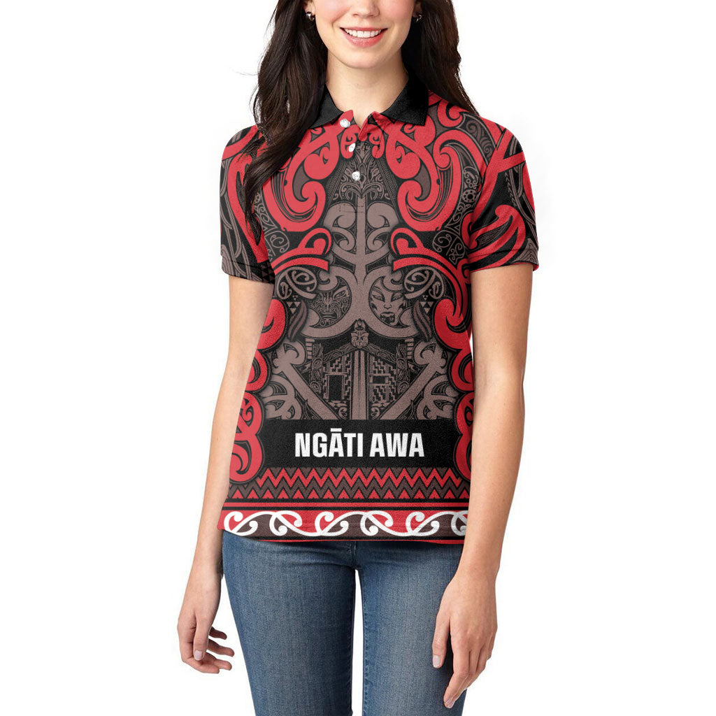 Aotearoa Iwi Ngati Awa Women Polo Shirt Maori Wharenui House Tribal Pattern