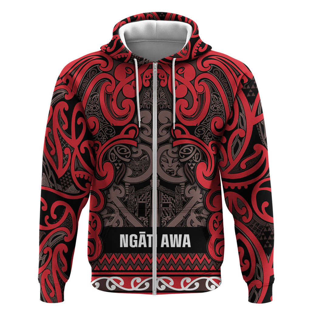 Aotearoa Iwi Ngati Awa Zip Hoodie Maori Wharenui House Tribal Pattern