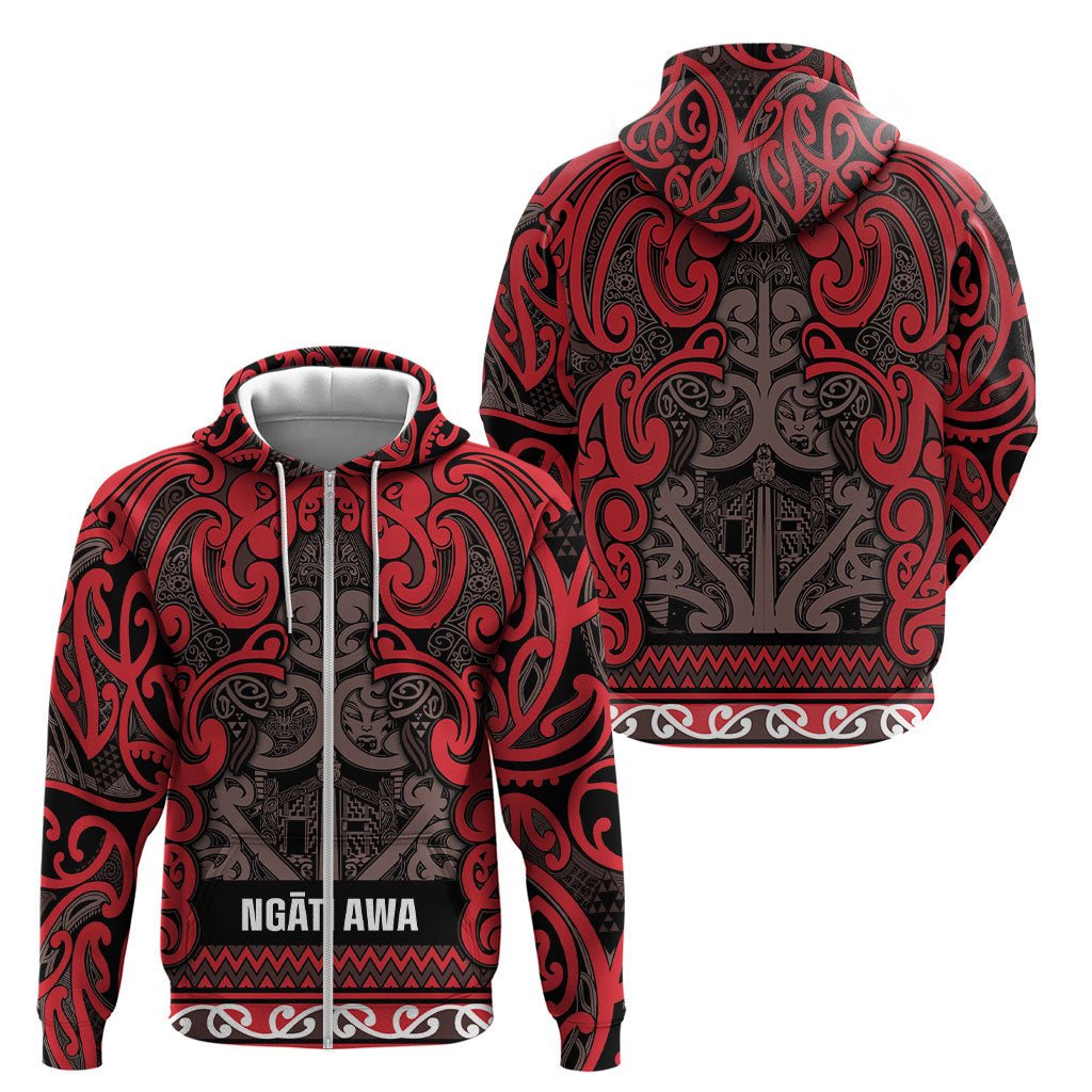 Aotearoa Iwi Ngati Awa Zip Hoodie Maori Wharenui House Tribal Pattern