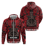 Aotearoa Iwi Ngati Awa Zip Hoodie Maori Wharenui House Tribal Pattern