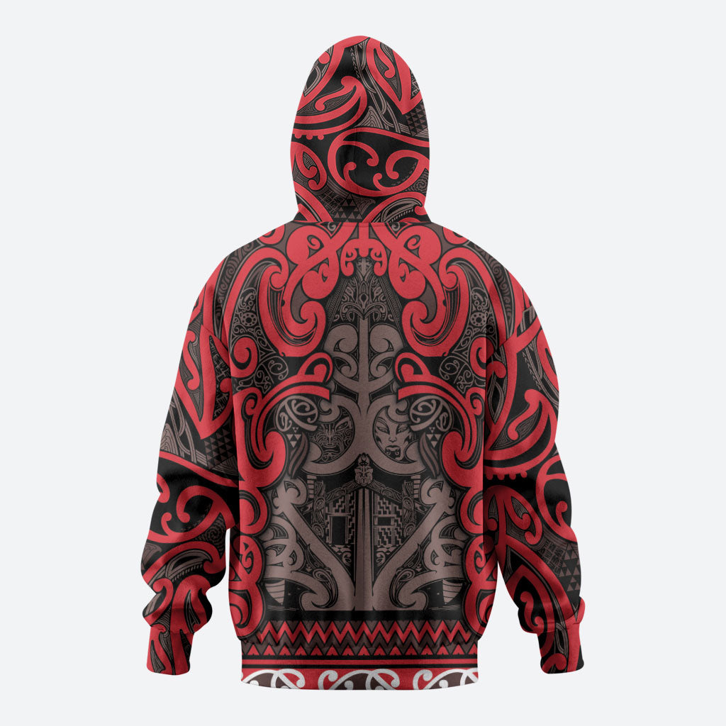 Aotearoa Iwi Ngati Awa Zip Hoodie Maori Wharenui House Tribal Pattern
