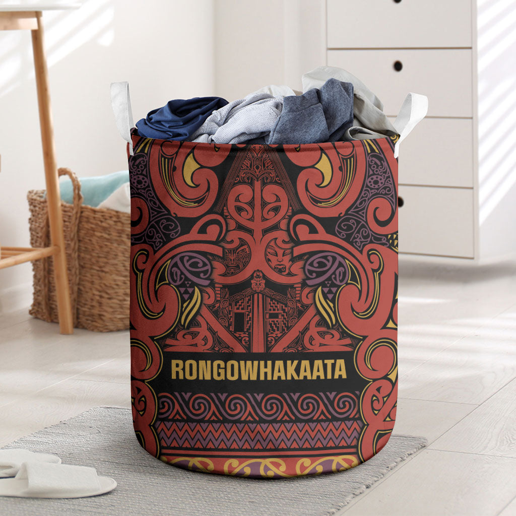 Aotearoa Iwi Rongowhakaata Laundry Basket Maori Wharenui House Tribal Pattern