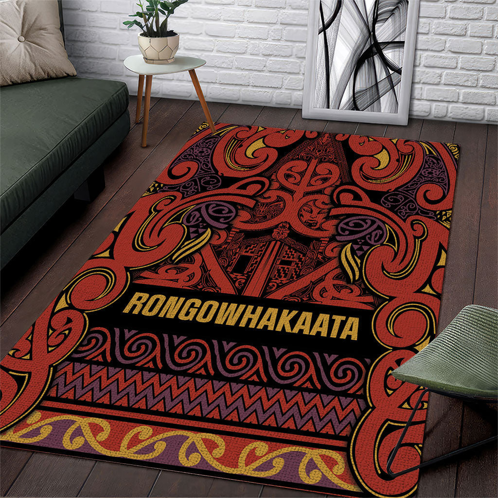 Aotearoa Iwi Rongowhakaata Area Rug Maori Wharenui House Tribal Pattern