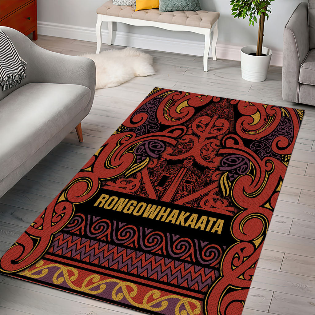 Aotearoa Iwi Rongowhakaata Area Rug Maori Wharenui House Tribal Pattern
