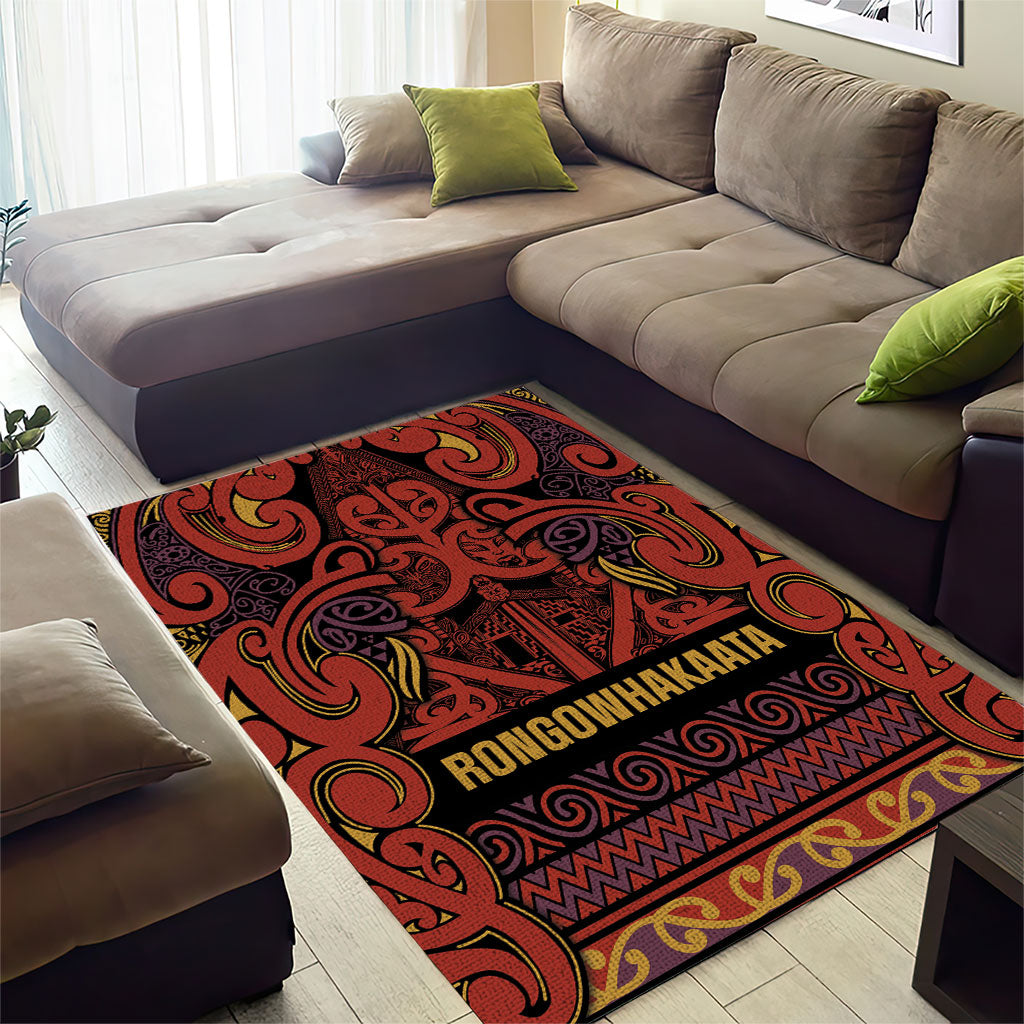 Aotearoa Iwi Rongowhakaata Area Rug Maori Wharenui House Tribal Pattern