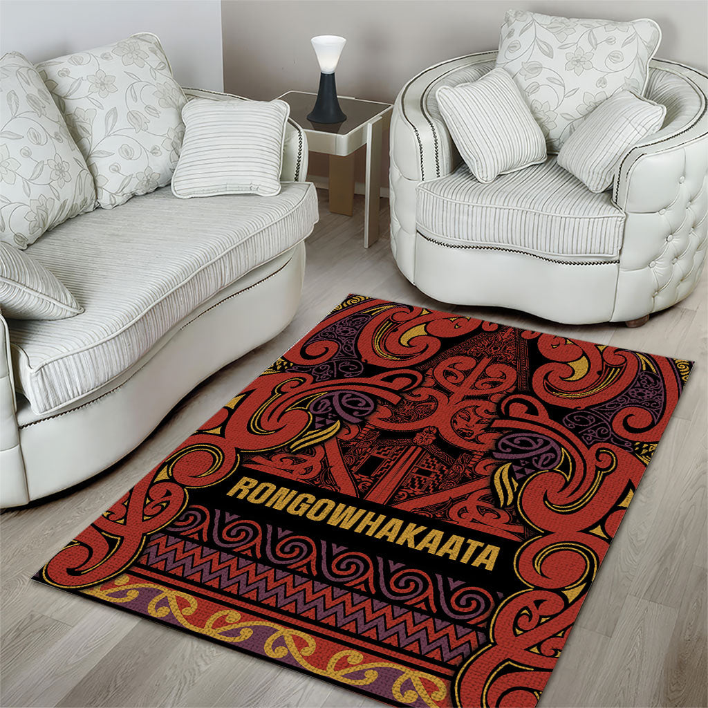 Aotearoa Iwi Rongowhakaata Area Rug Maori Wharenui House Tribal Pattern