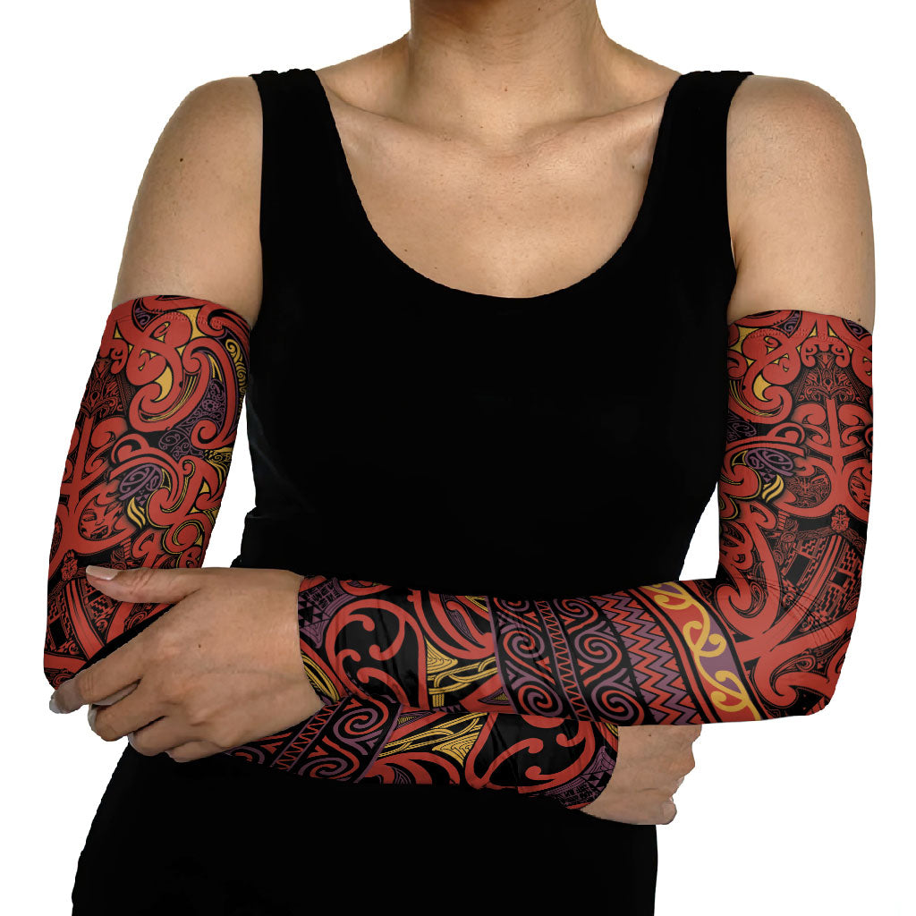Aotearoa Iwi Rongowhakaata Arm Sleeves Maori Wharenui House Tribal Pattern