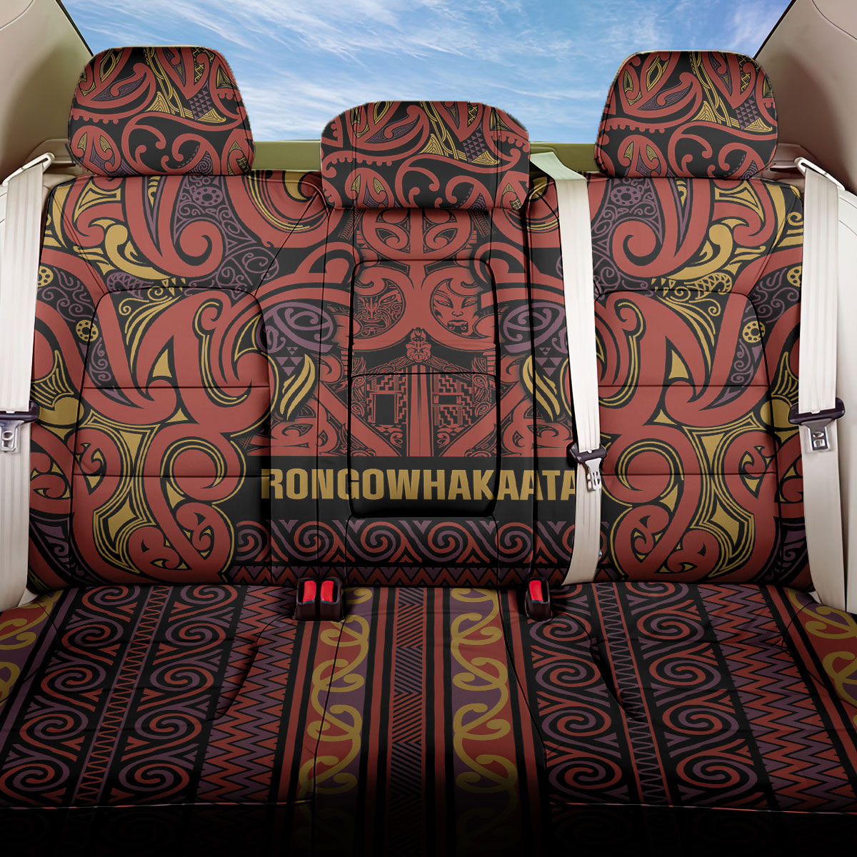 Aotearoa Iwi Rongowhakaata Back Car Seat Cover Maori Wharenui House Tribal Pattern