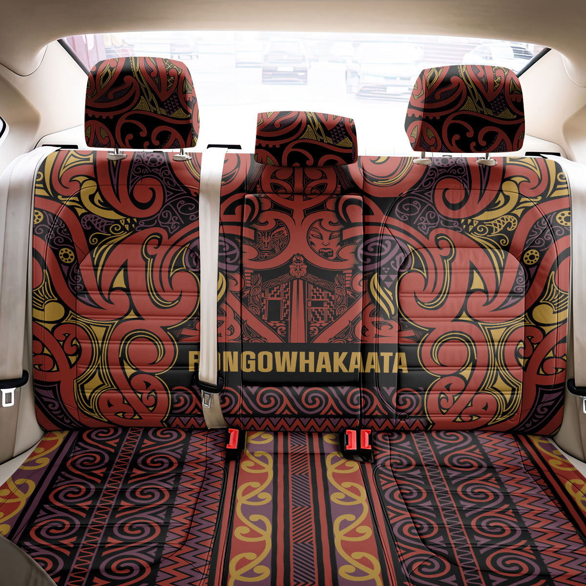 Aotearoa Iwi Rongowhakaata Back Car Seat Cover Maori Wharenui House Tribal Pattern