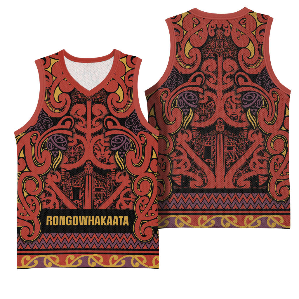 Aotearoa Iwi Rongowhakaata Basketball Jersey Maori Wharenui House Tribal Pattern