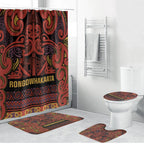 Aotearoa Iwi Rongowhakaata Bathroom Set Maori Wharenui House Tribal Pattern