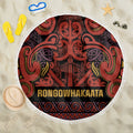 Aotearoa Iwi Rongowhakaata Beach Blanket Maori Wharenui House Tribal Pattern