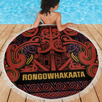 Aotearoa Iwi Rongowhakaata Beach Blanket Maori Wharenui House Tribal Pattern