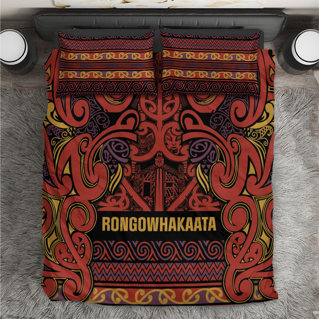 Aotearoa Iwi Rongowhakaata Bedding Set Maori Wharenui House Tribal Pattern