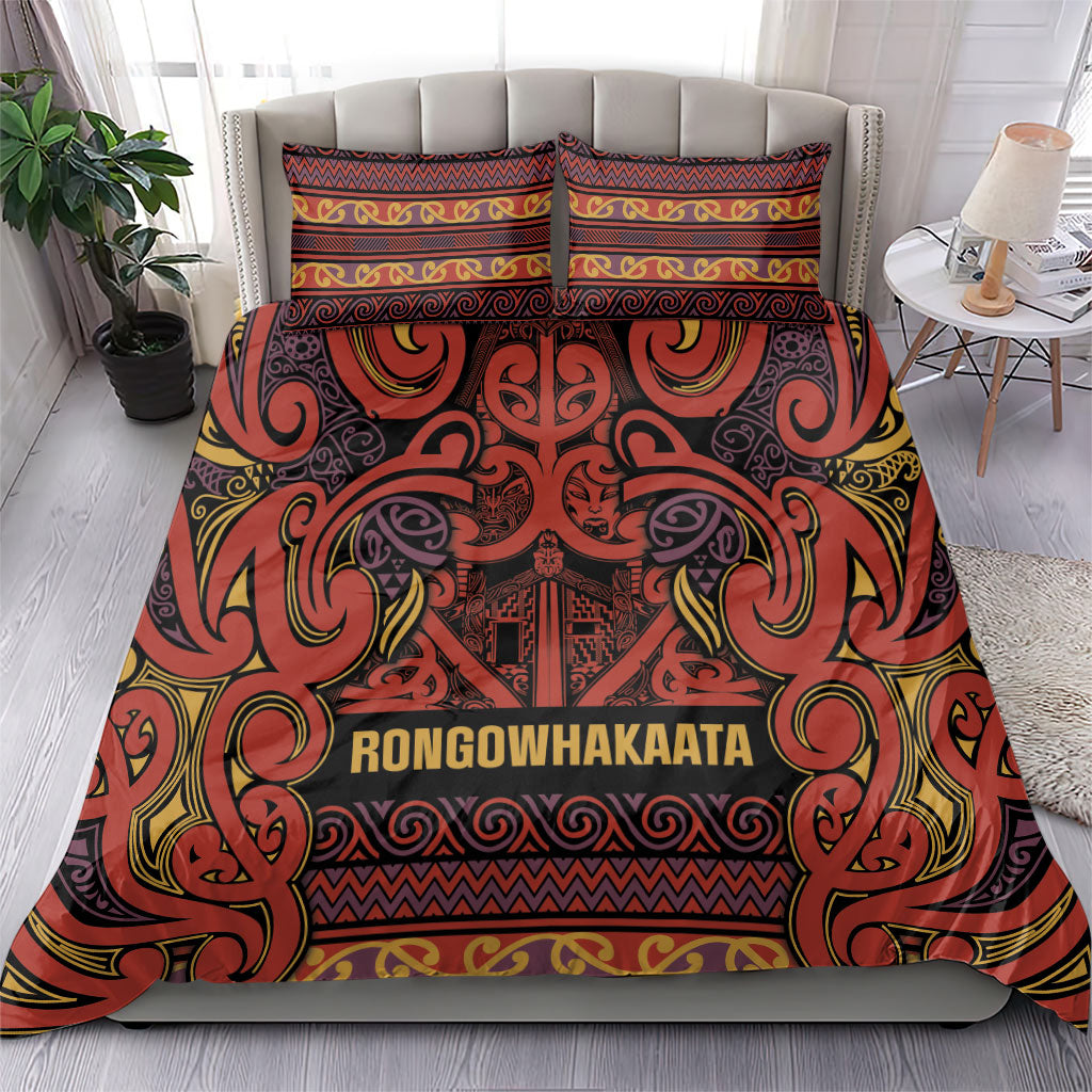 Aotearoa Iwi Rongowhakaata Bedding Set Maori Wharenui House Tribal Pattern