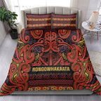 Aotearoa Iwi Rongowhakaata Bedding Set Maori Wharenui House Tribal Pattern