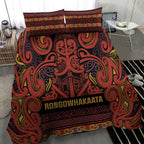 Aotearoa Iwi Rongowhakaata Bedding Set Maori Wharenui House Tribal Pattern