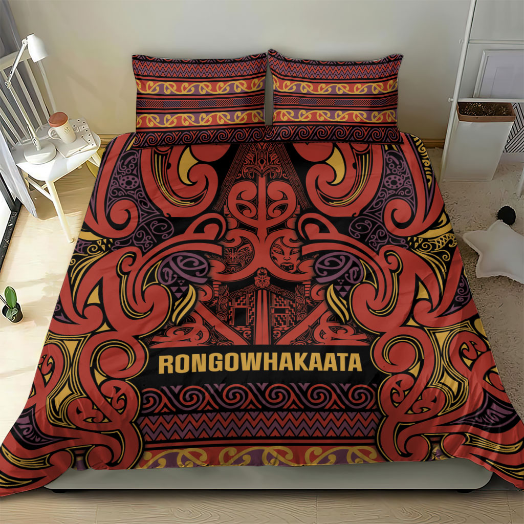 Aotearoa Iwi Rongowhakaata Bedding Set Maori Wharenui House Tribal Pattern