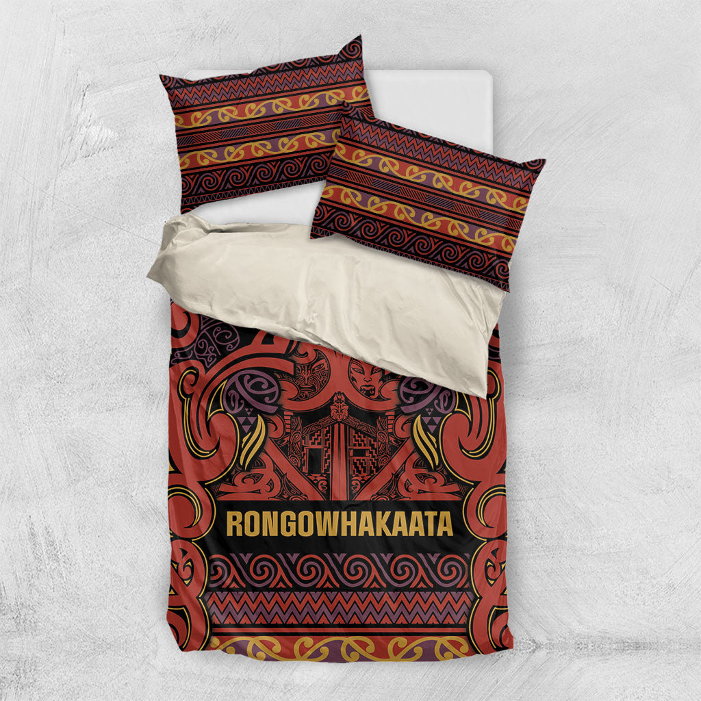 Aotearoa Iwi Rongowhakaata Bedding Set Maori Wharenui House Tribal Pattern