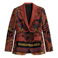 Aotearoa Iwi Rongowhakaata Blazer Maori Wharenui House Tribal Pattern