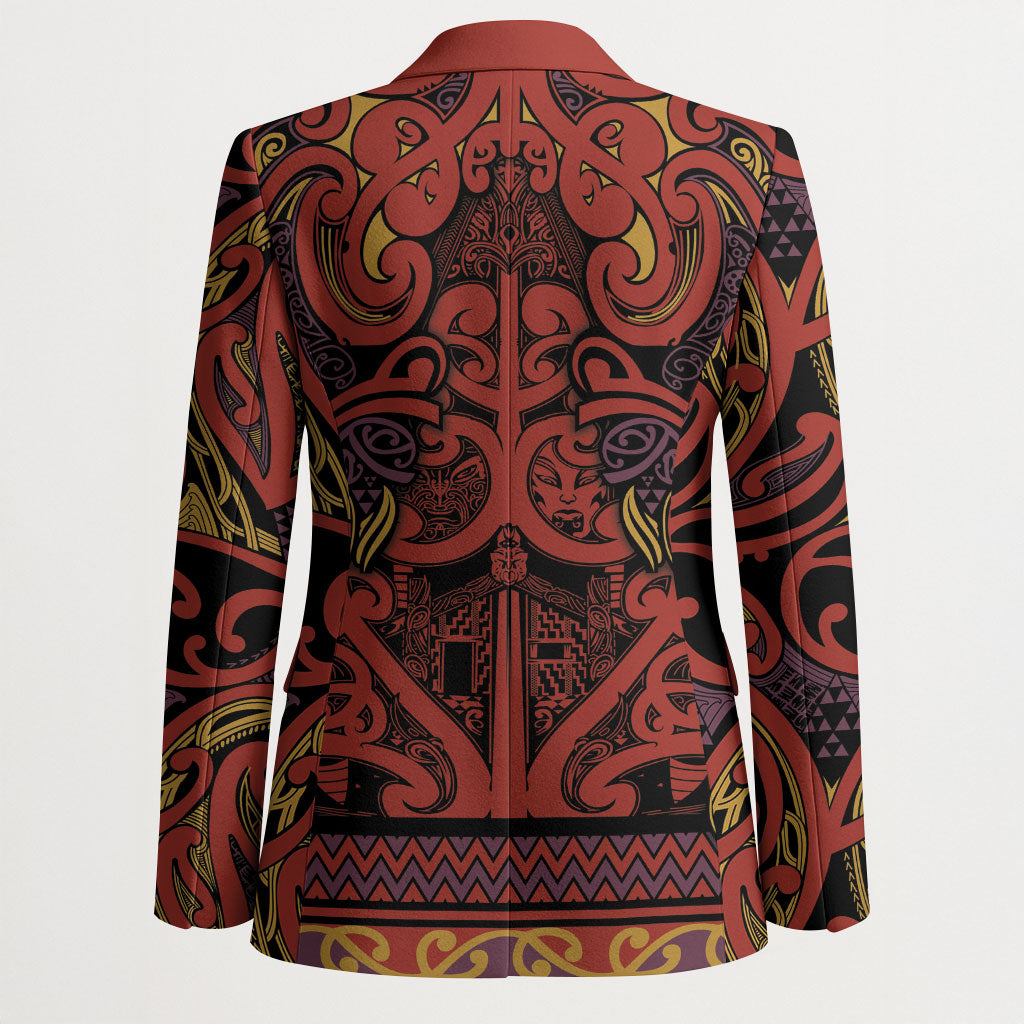 Aotearoa Iwi Rongowhakaata Blazer Maori Wharenui House Tribal Pattern