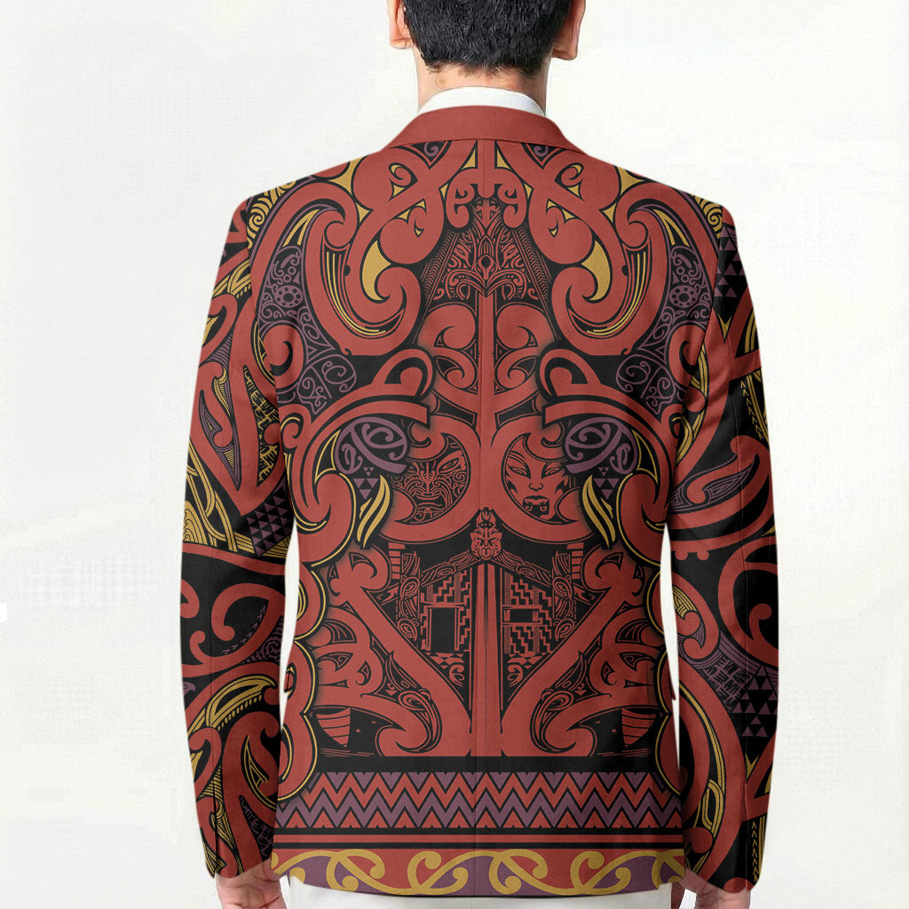Aotearoa Iwi Rongowhakaata Blazer Maori Wharenui House Tribal Pattern