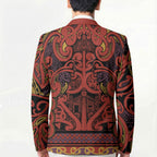 Aotearoa Iwi Rongowhakaata Blazer Maori Wharenui House Tribal Pattern