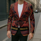 Aotearoa Iwi Rongowhakaata Blazer Maori Wharenui House Tribal Pattern