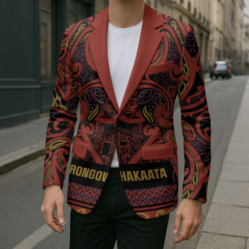 Aotearoa Iwi Rongowhakaata Blazer Maori Wharenui House Tribal Pattern