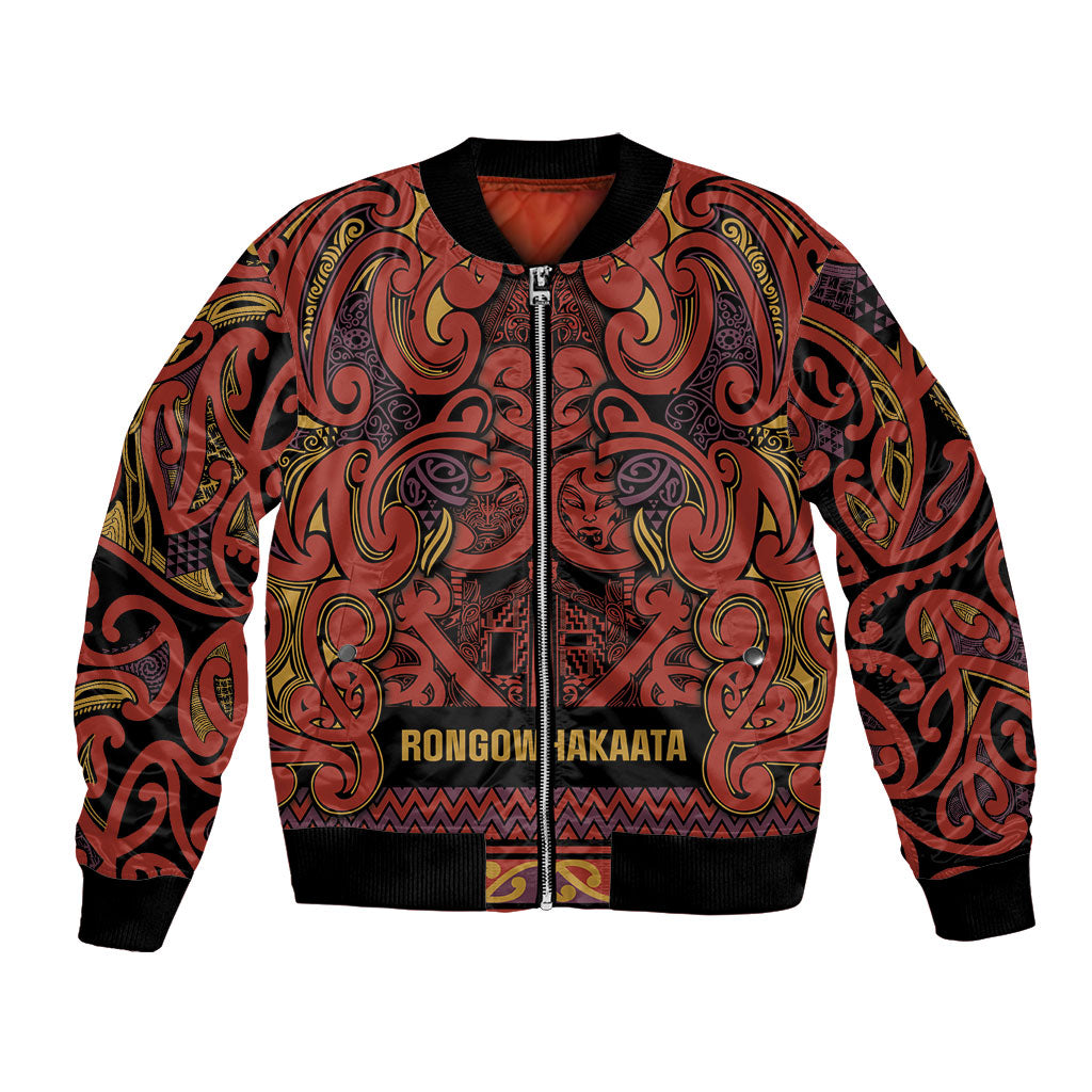 Aotearoa Iwi Rongowhakaata Bomber Jacket Maori Wharenui House Tribal Pattern