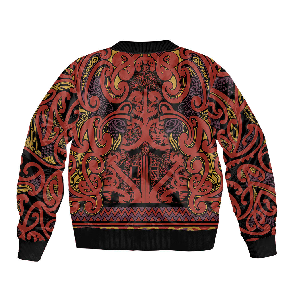 Aotearoa Iwi Rongowhakaata Bomber Jacket Maori Wharenui House Tribal Pattern