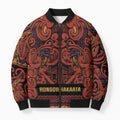 Aotearoa Iwi Rongowhakaata Bomber Puffer Jacket Maori Wharenui House Tribal Pattern