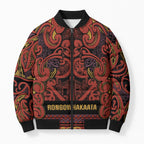 Aotearoa Iwi Rongowhakaata Bomber Puffer Jacket Maori Wharenui House Tribal Pattern