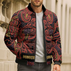Aotearoa Iwi Rongowhakaata Bomber Puffer Jacket Maori Wharenui House Tribal Pattern