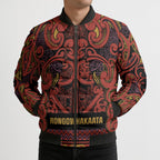 Aotearoa Iwi Rongowhakaata Bomber Puffer Jacket Maori Wharenui House Tribal Pattern