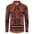 Aotearoa Iwi Rongowhakaata Button Sweatshirt Maori Wharenui House Tribal Pattern