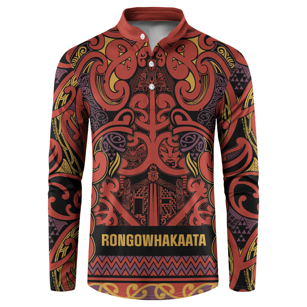Aotearoa Iwi Rongowhakaata Button Sweatshirt Maori Wharenui House Tribal Pattern